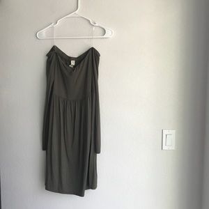 Olive green off the shoulder dress!